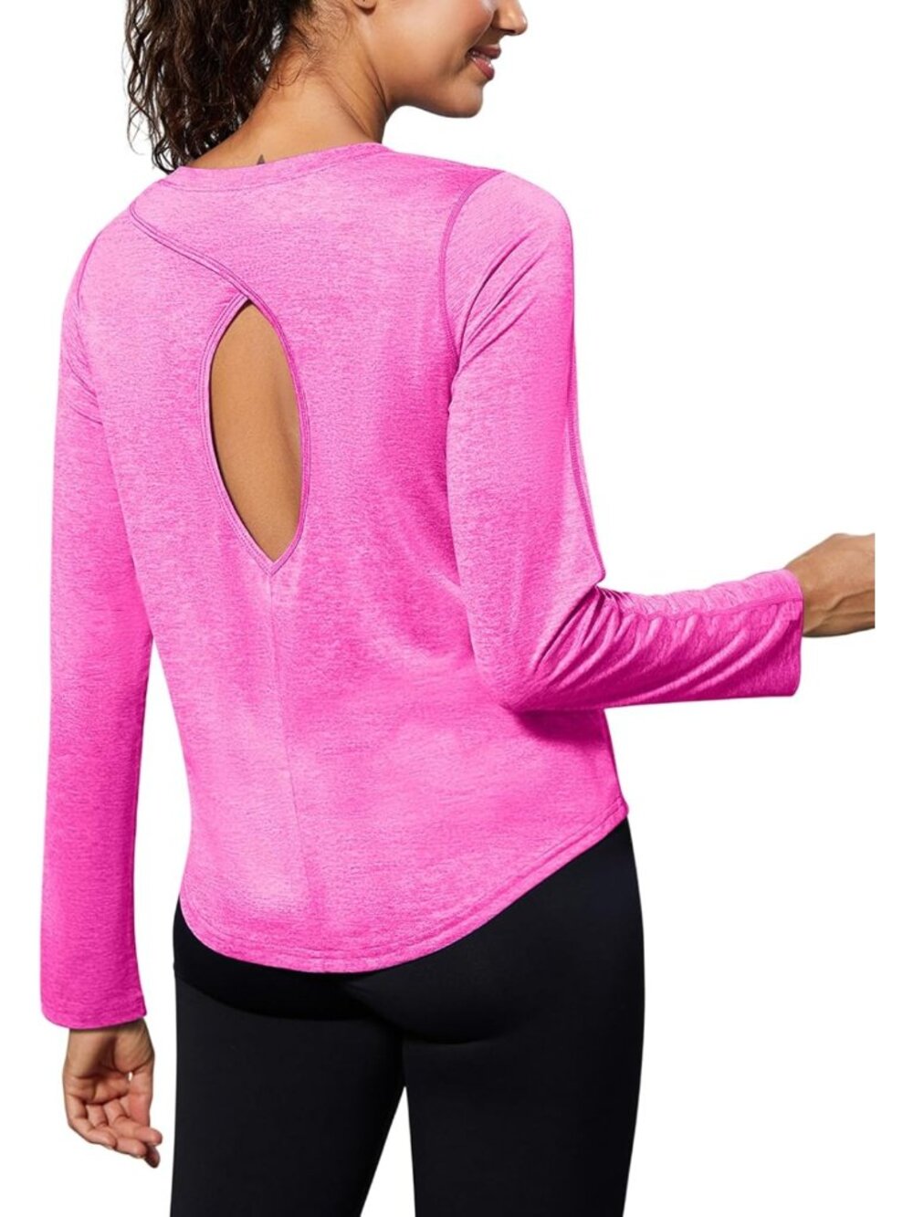 Open Back Long Sleeve Workout Tops for Women - Athletic Fitness Shirts